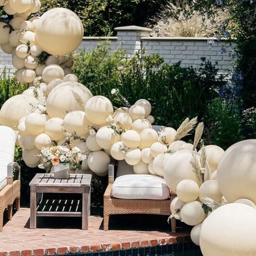 WAREHOUSE Ballon 50 Pièces - 12" 30 cm - LATEX NATUREL | Ballon Gonflable Hélium | Ballon Baudruche | Décoration pour Anniversaire, Baptême, Fete. (Ivoire blanc-3)
