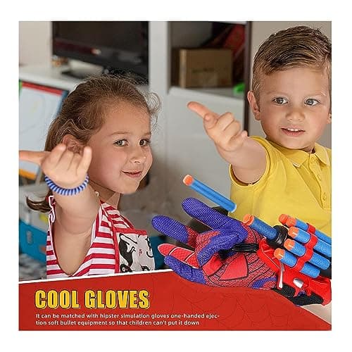 PTBWS Lot de 2 Gant de Lanceur Spiderman, Spiderman Launcher Gant de Cosplay en Plastique,Jouets de Poignet Lanceur de héros, Lanceur d'araignée Jouets éducatifs pour Enfants (B)