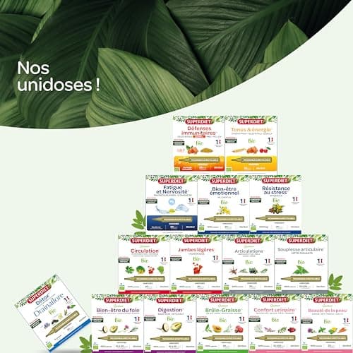 SUPERDIET-QUATUOR CIRCULATION BIO-Jambes légères-Marronnier d’inde,Hamamélis,Vigne rouge,Ginkgo biloba-Format nomade-20 Unidoses de 15 ml
