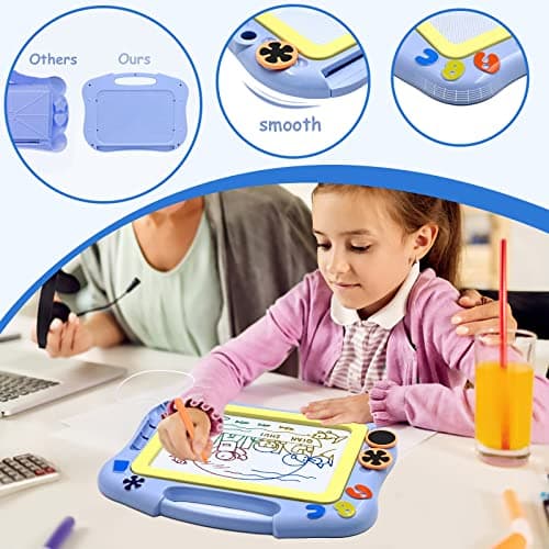 AiTuiTui Ardoise Magique Tableau, Planche à Dessin Magnétique pour Enfant Tablette de Croquis Effaçable Jouets créatifs avec 2 Timbres pour Les Cadeaux d'anniversaire pour Enfants