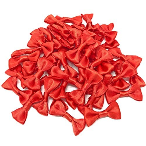 Lot de 100 mini nœuds décoratifs en ruban satiné Rouge 30 mm