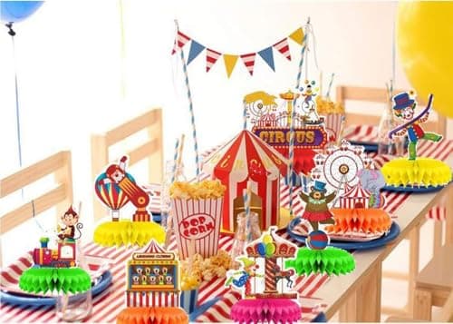 INRUI 9 pièces nids d'abeilles pour le cirque et le carnaval Décorations de fête sur le thème du cirque Décorations de table pour le carnaval