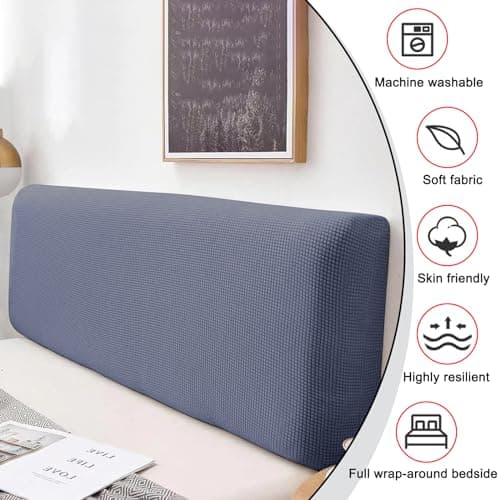 Yidaxing Housse de Tête de Lit, Extensible Housse de Protection pour Tête de Lit Élastique Lavable Velours Facile a Installer Couverture de Tête de Lit Simples Doubles 180-200cm,Gris Profond