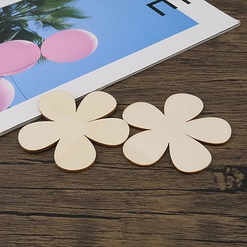 YINETTECH Lot de 30 copeaux de bois vierges en forme de fleur à suspendre - Accessoires pour loisirs créatifs, décoration d'intérieur - B