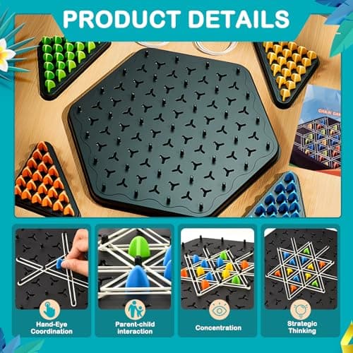 YAOZUP Jeu d'échecs en Chaîne Triangulaire, Triggle Jeu, Jeu de Triangle en Chaîne, Jeu de Plateau D'échecs Triangulaire, Échecs Triangulaires en Chaîne Interactifs pour Enfants, Adultes, Fête de Fami