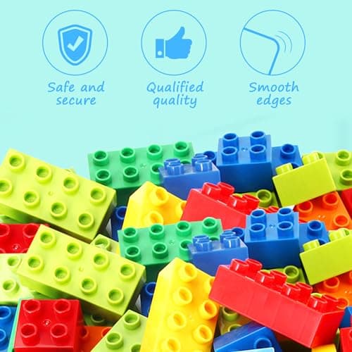 Cabeeskii Grand Jeu de Construction, 60 pièces de Briques en 6 Couleurs et 2 Dimensions, Compatible avec Duplo et Toutes Les Grandes Marques, Jouet idéal pour Les Enfants de 3 Ans et Plus.