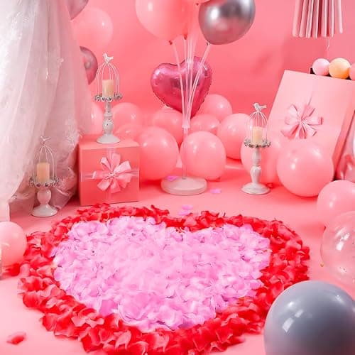 Lafefe 1200 Pétales de Rose Artificiels, Pétales de Rose Jetables pour Mariage, Pétales de Fleurs Séchées pour Mariage, Saint Valentin, Ambiance Romantique- Rouge, Rose