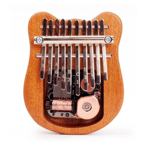 HUIOP Kalimba Mini Piano à Pouce 10 Touches Instrument de Musique Portable Dessin Animé Mignon Kalimba Piano à Pouce Boîte à Musique Cadeau pour Débutants Adultes Intéressant Fête Voyage Sapele Bois P