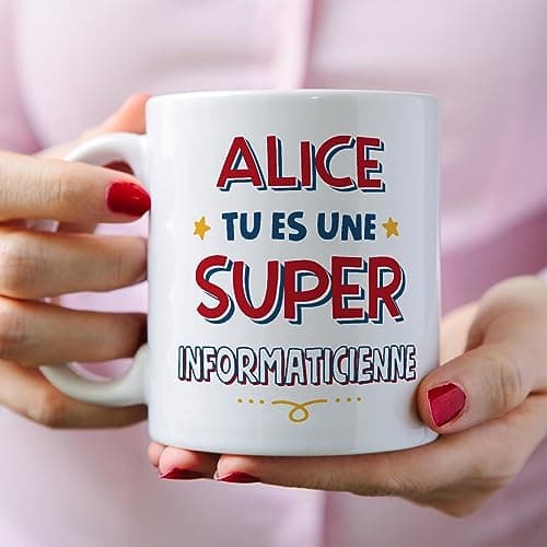 Mugffins Tasses Personnalisables pour INFORMATICIENNE femme - En Français - Cadeau Personalisé- Tu es Super - 11 oz / 330 ml