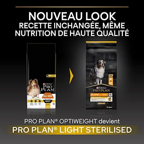 PURINA PRO PLAN | Light/Stérilisé| Chien Adulte | Toutes Tailles | Croquettes Riches en Protéines| Au Poulet| Favorise la gestion du Poids | Sac | 14KG