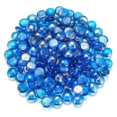 1000 g/1 kg Glassteine, Glasnuggets Klar Blau, Glas Muggelsteine, Dekosteine Glasmosaiksteine Glas für Vase Deko