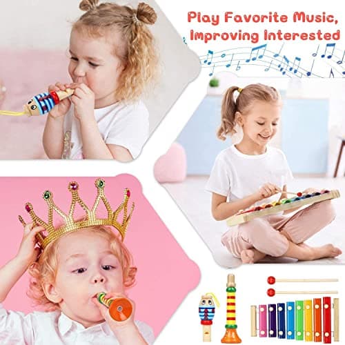 Jojoin Instrument de Musique Bebe - 25PCS Instrument de Musique Enfant avec Tambour Xylophone - Jeux Enfants 2 3 4 Ans - Jouet Enfant Bebe 1 2 3 4 Ans pour Fille Garçon - Jouets Musicaux en Bois