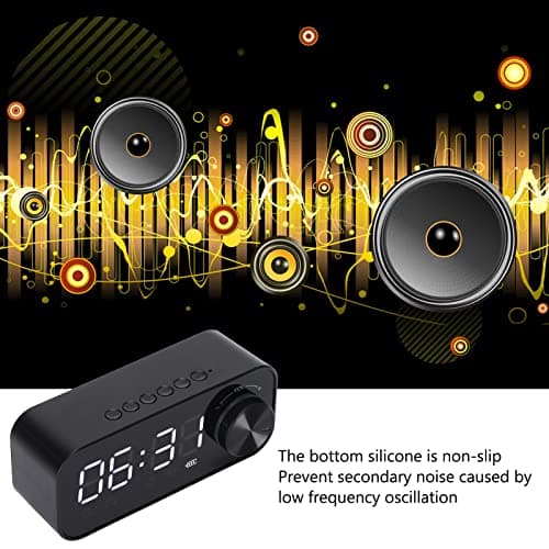 Radio-réveil, Haut-Parleur Bluetooth Multifonctionnel, Haut-Parleur D'horloge, Radio-réveil Portable avec LED, Haut-Parleur Bluetooth pour Bureau de Chambre(Le Noir)