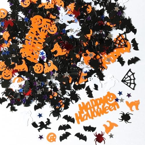 NJCXOLA Deco halloween, Stickers halloween, confettis de table d'Halloween, décoration de table Happy Halloween, confettis de citrouille (Halloween)