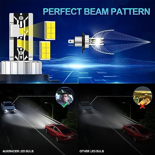AUXIRACER Ampoule H4 LED,80W 6500K 12V Blanc Froid,ampoule led H4 IP68 étanche,H4 Lampadine per Fari Auto,Ampoules Auto de Rechange Pour Lampes Halogènes et Kit Xénon, 2 Ampoules