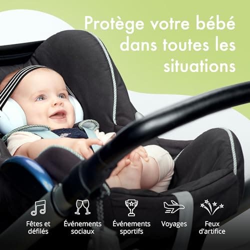Alpine Muffy Baby Casque Anti Bruit Bébé : Protection Auditive Pour Bébés et Tout-Petits Jusqu'à 36 Mois - Certifié CE - Améliore le Sommeil Pendant les Déplacements - Réglable et Confortable - Noir