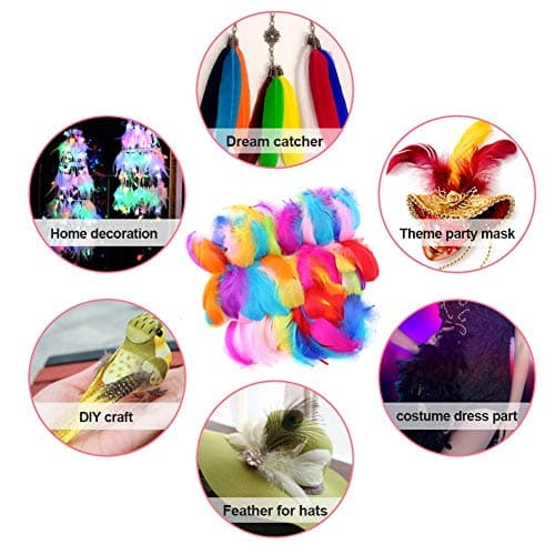 Suneast Lot de 300 Plumes d'oie pour Loisirs Créatifs, Attrape-Rêves, Boucles d'oreilles, Mariage, Festival, Décoration de Fête Prénatale - Blanc, 5-8cm