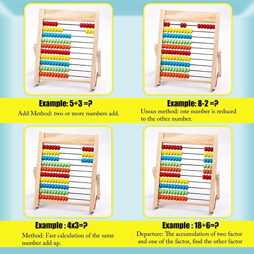 VingaHouse Boulier Règle Calcul Montessori Abacus Mathématique, Cadre de comptage avec 100 Perles/bâtons de comptage/Anglaise Cartes Alphabet numérotées Jouet éducatif pour Les à partir de 3 Ans