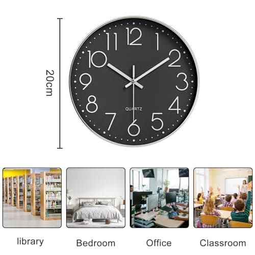 Gentpovth 8 Pouces Ronde en Horloge Murale numérique, Conception Simple et élégante, Horloge Murale silencieuse sans Tic-tac, avec Panneau en Verre Transparent, pour Salon,Chambre,Bureau,Cuisine...