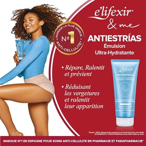 Elifexir Crème Anti-vergetures Répare, Prévient et Élimine les Vergetures et Cicatrices + Élasticité, Hydratante - 200 ml