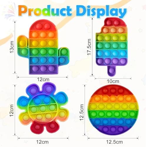 4 Pack Pop Bubble Fidget Toy Set Soulagement de l'Anxiété Autisme Pop it Silicone Jouet Sensoriel Autisme Jouet Anti Stress Cadeaux de Fête d'anniversaire pour Enfants et Adultes