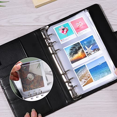 Oderra 15Pcs Pochettes Classeur A6, 6 Trous Pochette Plastique budget enveloppe pour documents cartes photos Transparent Budget Binder A6