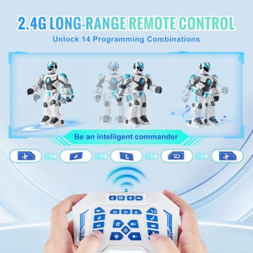 VEVOR Robot Jouet Enfants, 2,4 GHz, Robot RC Intelligent, Télécommande Programmable, Parlant, Chantant, Dansant, Interactif, Gestes, pour Cadeau d'Anniversaire, Noël, Garçons Filles de 6 7 8 10 12 Ans