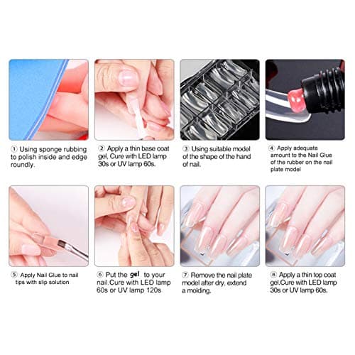Nail d'extension Gel Kit, Kit Ongle Gel, Gel UV Construction Nail Extension + 48 Pcs Rapides Bâtiments Conseils Gel Builder Ensemble Outils À Séchage Rapide Art (15ML X 3 Couleurs)