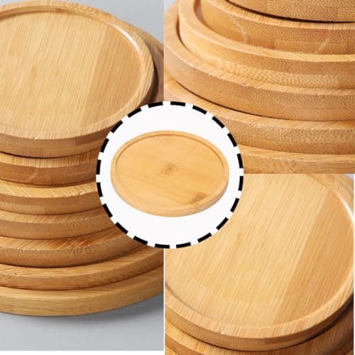YOYEAH Lot de 4 assiettes en bois - Bougeoir et soucoupe en bois pour bougies - Plateau décoratif rond en bois pour assiettes à bougie - Bougeoir rond de qualité supérieure