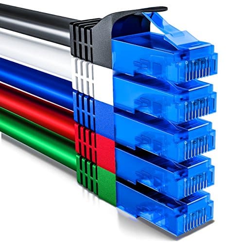 deleyCON 5x 0,5m CAT6 Set de Câbles Réseau - Court 50cm U-UTP RJ45 CAT-6 Câble LAN Câble Patch Ethernet Câble DSL Switch Routeur Modem Répéteur Panneau de Brassage - Coloré