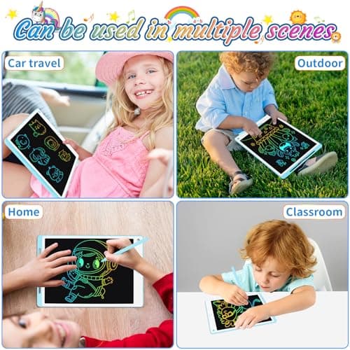 Damcyer Tablette Dessin Enfant, 10.5 Pouces Tablette D'Écriture LCD, Tablette Graphique pour Enfants avec Bouton de Suppression Et Interrupteur de Verrouillage pour Jeux pour 2 3 4 5 6 7 Ans, Bleu