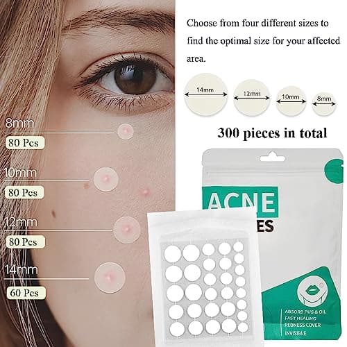Zemolo 300PCS Patch Boutons Acne, Patch Acne Pimple Anti-Acné Imperméable Autocollants Hydrocolloïde pour Boutons Invisible pour Soin de la Peau