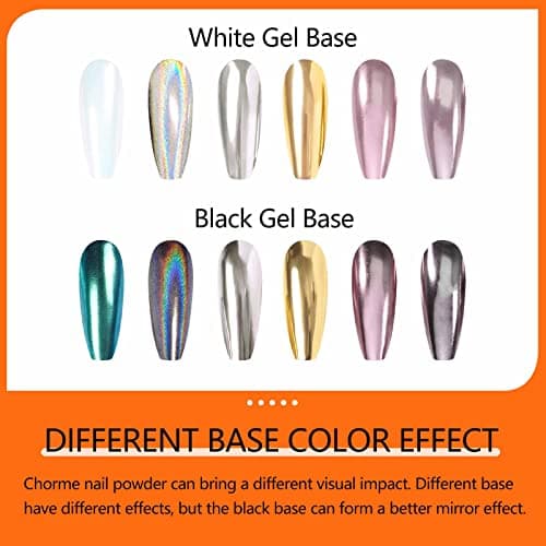 GZMAYUEN Poudre Chrome Ongle Nail Art 6Pcs Miroir Blanc Perle Holo Effet Décoration Design