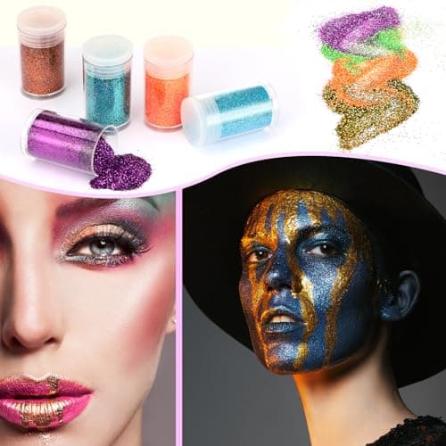 Royouzi 32 Pcs Paillettes Loisirs Creatifs, 32 x 8g (256g) Utilisé Pour Le Nail art, Le Maquillage, La Coiffure, Les FêTes, DéCoration Artisanale DIY Paillette