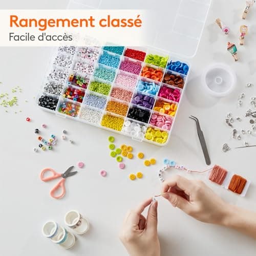 Lifewit Boite Rangement Plastique 2 Pièces, Petite Boite Rangement Perles avec Couvercle, Boite Rangement Compartiment Tiroir avec 36 Diviseurs Ajustables pour Diamond Painting, Lego, Bijoux, Vis