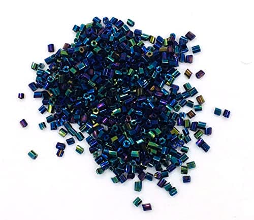 Lot de 5000 perles de rocaille de 2 mm en verre - Perles tubes - Perles tiges - Bleu métallisé