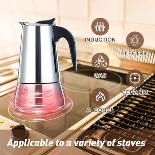 WUGPISEN-Moka Express,La Cafetière Expresso Iconique,Cafetière Moka en aluminium Italien,Argenté. 6 Tasses (Inoxydable)