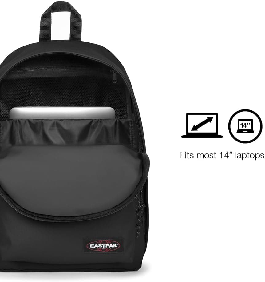EASTPAK Out of Office Sac à dos 27L (44 x 29,5 x 22 cm), compartiment ordinateur 13–15”, sac école et travail résistant et déperlant avec bretelles rembourrées - BLACK