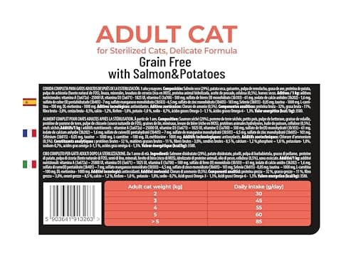 The Soul of the Tiger - Croquettes pour chats adultes castrés, à la formule délicate sans céréales, goût saumon et pommes de terre, 8 kg