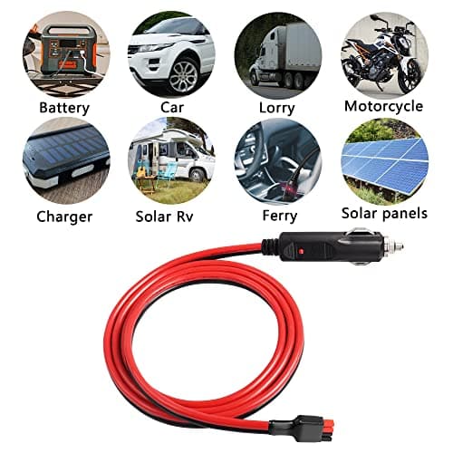 YAODHAOD Rallonge de câble adaptateur allume-cigare 15 A vers connecteur solaire - 14 AWG - 1 m - Compatible avec le kit de panneau solaire 30 A 45 A - Outils pour charger les batteries de voiture