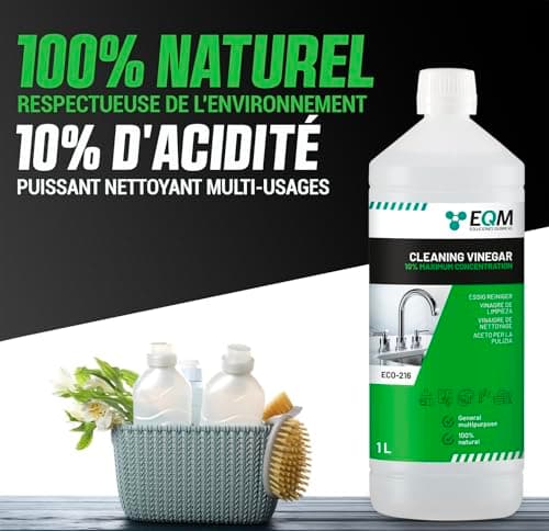 EQM - ECO-216 - Vinaigre Ménager 10° - 1L - 100% naturel - Anti Calcaire Détartrante - Puissant nettoyant ménager tout usage