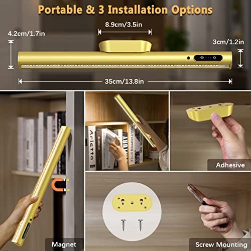 bravzurg Reglette LED Cuisine Sans Fil, 4000mAh Lampe de Bureau Rechargeable USB, Lumiere Magnétique avec Télécommande, Eclairage Murale pour Placard, Tableau, Miroir, Armoire, Bibliothèque