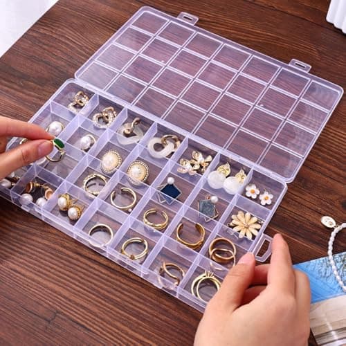 28 Grilles Boite Rangement Diamond Painting,Boite Rangement Perles En Plastique, Boite Rangement Perles Diamant, Non Amovible, Boite Diamond Painting Rangement pour Peinture Diamant, Perles