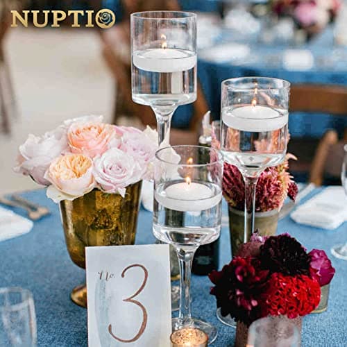 NUPTIO 1 Ensemble Bougeoirs Verre pour Bougie Pilier et Bougies Flottantes, Bougeoir Photophore en Verre Bougeoirs Table Clairs pour Pièce Maîtresse Fête Mariage Noël Halloween Décor À la Maison