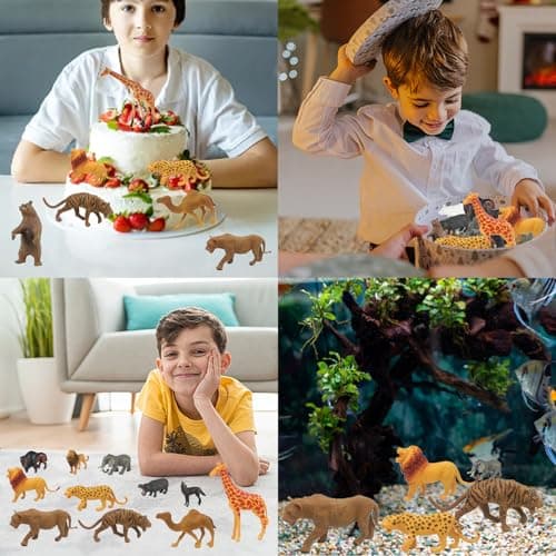 Aszaui 18 Pièces Animaux Jouet,Figurine Animaux Forêt,Figurine Animaux de la Foret,Figurines d'animaux de Safari, Mini Jouets d'animaux de la forêt,Jouets Zoo,pour Déco Fête Noël Cadeau