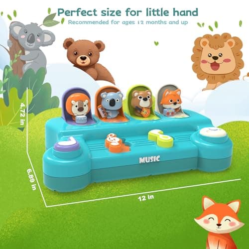 seveclotree Jouet pour Bébé 1 an,Jouet Pop-up avec Animaux et Musique,Jouet Montessori pour Enfant 1 2 3 4 Ans Fille Garçon,Jouets Interactifs Cadeau Bebe 1 2 3 an