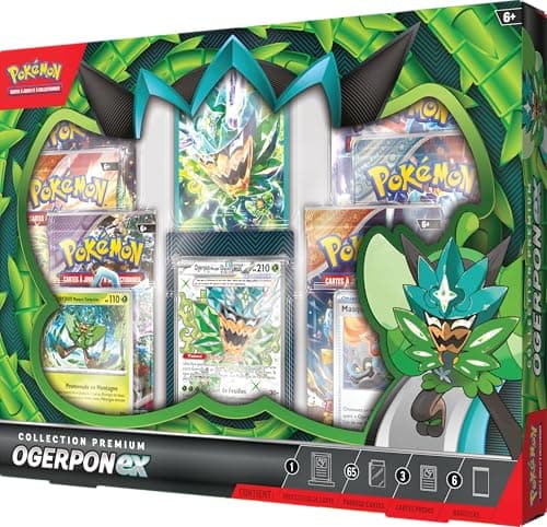 JCC Pokémon : Collection Premium Ogerpon-ex (3 Cartes Brillantes et 6 boosters)