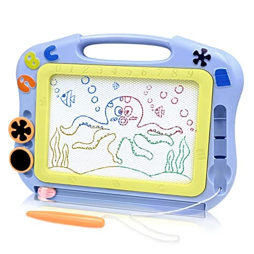 AiTuiTui Ardoise Magique Tableau, Planche à Dessin Magnétique pour Enfant Tablette de Croquis Effaçable Jouets créatifs avec 2 Timbres pour Les Cadeaux d'anniversaire pour Enfants