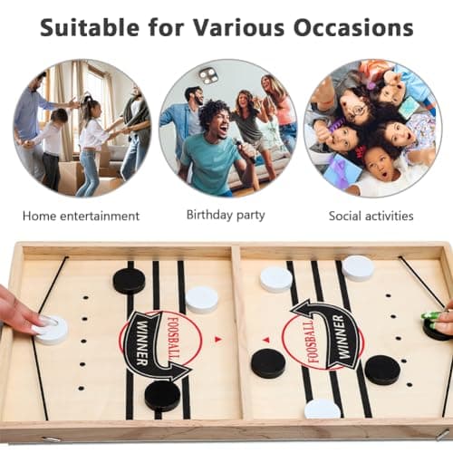 Fast Sling Puck Game, Catapult Board Game Jeu de Table de Hockey Portable en Bois Jeu de Palet à Fronde Rapide Convient pour l'Interaction Parent-Enfant Jeux De Société (35 * 22 * 2.5cm)