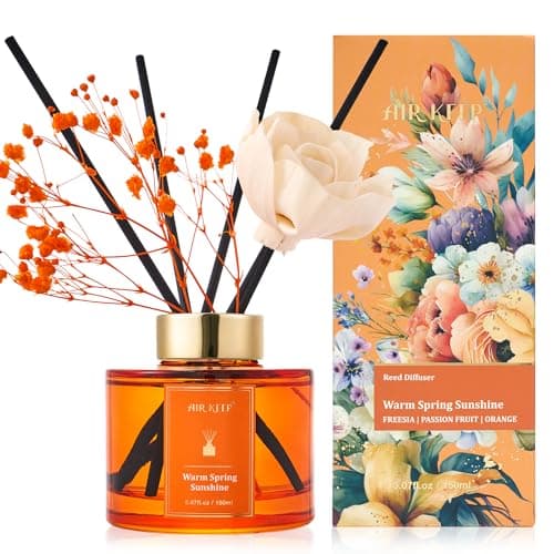 Airkeep Diffuseur de Parfum 150ml, Warm Spring Sunshine Reed Diffuser Set, Rose Parfum d Ambiance Maison, Decoration pour Chambre, Salon, Salle de Bain, Bureau